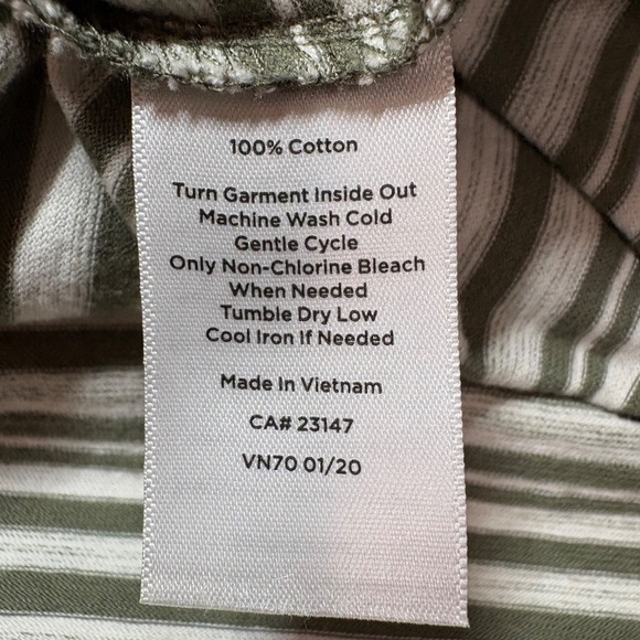 TALBOTS 100% Cotton Side Tie Shift Dress  - SUNDAY MORNING STRIPE Green / Cream - Picture 8 of 9